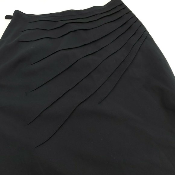 Catherine Malandrino Womens Black Pleated Front Side Slit Pencil Skirt Size 4 - Picture 5 of 14